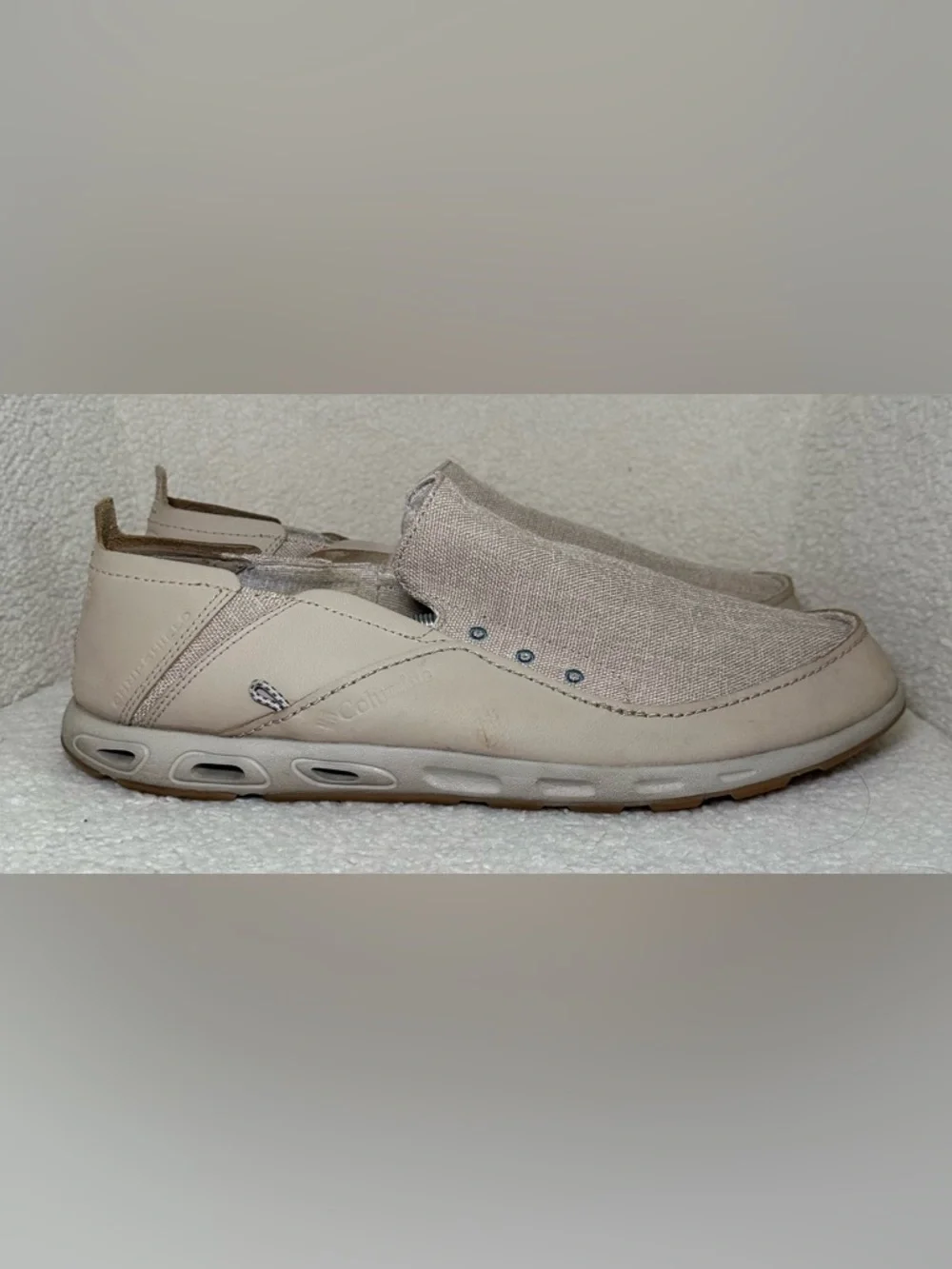 Columbia PFG Slip-On Loafers Men’s Beige Omni-Grip Boat‎ Shoes Comfort Casual 13